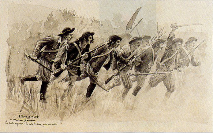 Attaque de chouans, lavis de G. Bourgain, fin XIXe siècle. attaque de chouans